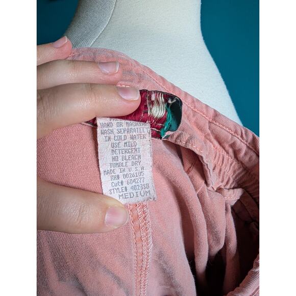 Vintage Pink Button Front Midi Skirt Cabincore A-Line Cotton Medium Large - Picture 4 of 7